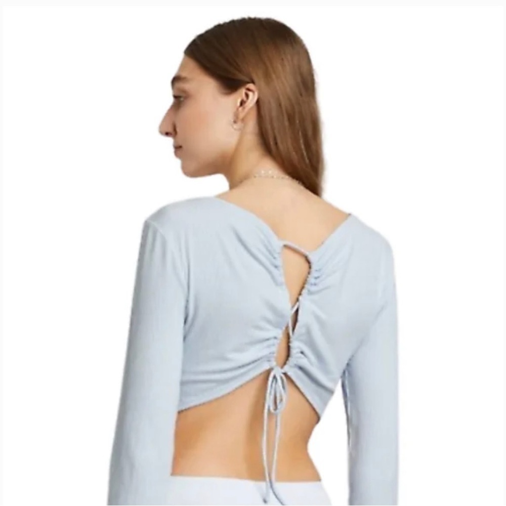 WILD Fable Ribbed Lace Up Open Back Bodysuit